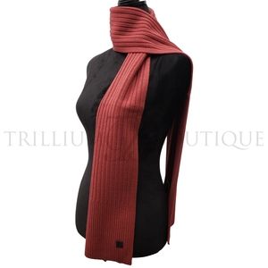 ALL SAINTS Women's Ribbed Knit Rib Mix Wool Blend Scarf Sienna Red 86" L x 10" W